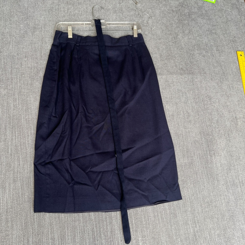 Vintage JH Collectibles Pencil Skirt With Belt Womens 14 Blue Linen Blend Lined